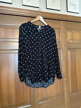 Old Navy The Tunic Shirt Black and White Polka Dot  Blouse XL